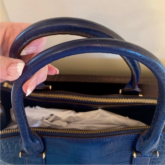 💙 Beautiful‼️ Ralph Lauren navy leather croc
embossed double zip two-way satchel - Picture 14 of 14